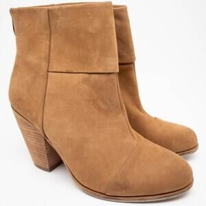 Vince Camuto Hadley Side Zip Ankle Bootie Brown Leather Heels Womens SIZE 9 M